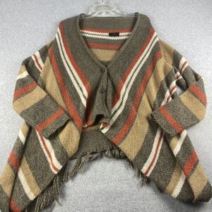 Peace Dove Sweater Cardigan Womens Multicolor Knit Fringed Assymetrical Western‎